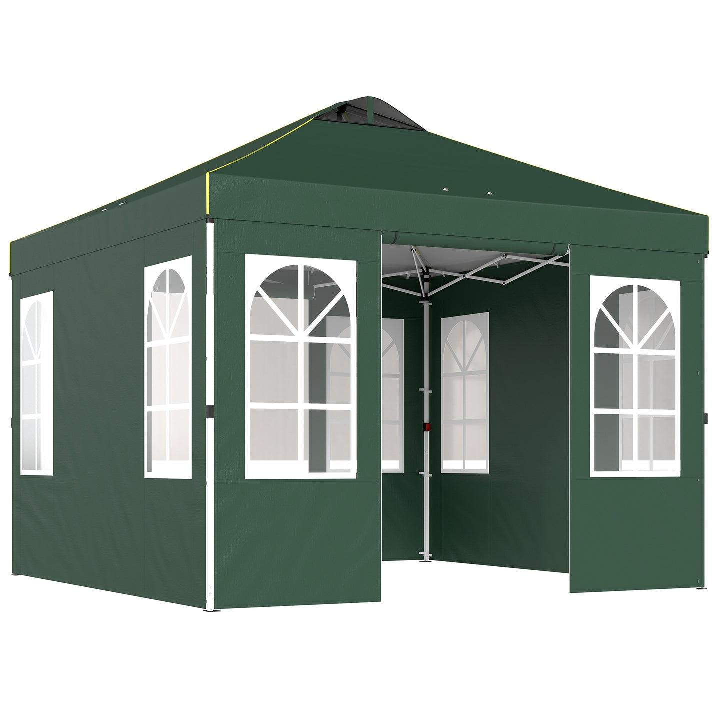 Outsunny Carpa Plegable 3x3m Pop-up Altura Ajustable Laterales Extraíbles Verde_0