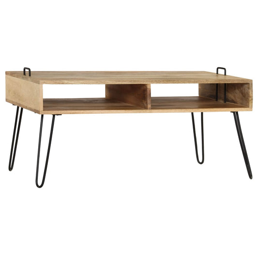 Mesa De Centro De Madera Maciza De Mango 100x60x45 Cm_0