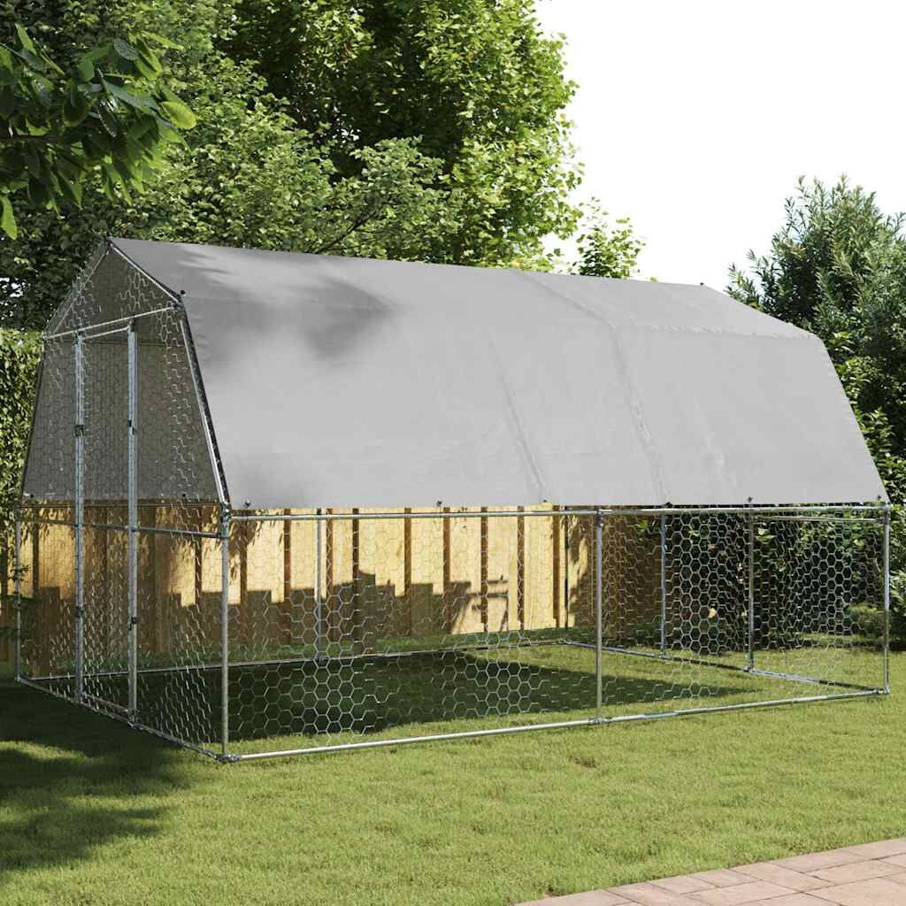 Vidaxl Gallinero Con Techo Y Puerta Acero Galvanizado Plateado_1