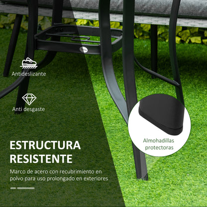 Outsunny Mesa De Cristal De Jardín Con Agujero Para Sombrilla Acero Ø106,5x71cm_5