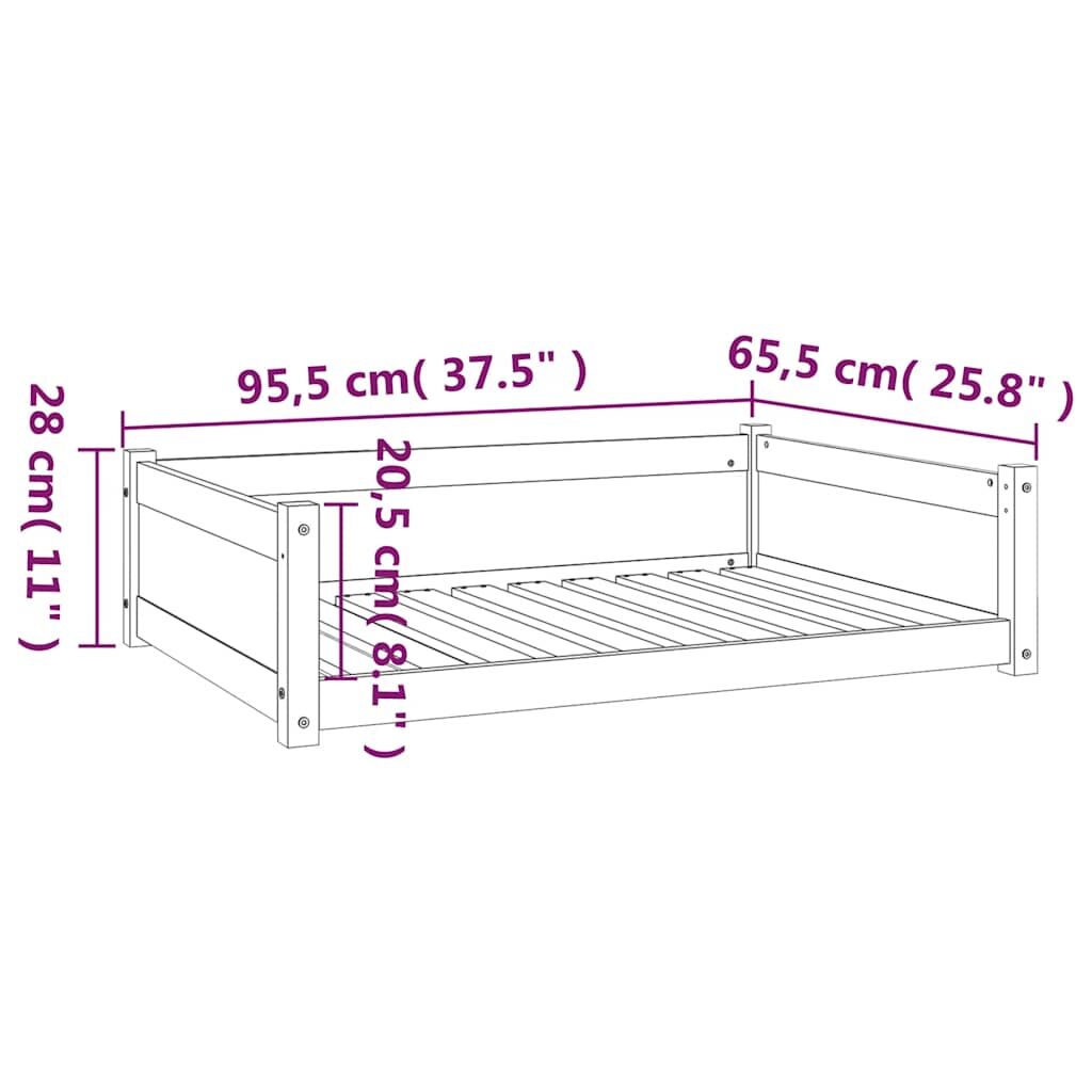 Vidaxl Cama Para Perros Madera Maciza De Pino Blanco 95,5x65,5x28 Cm_2