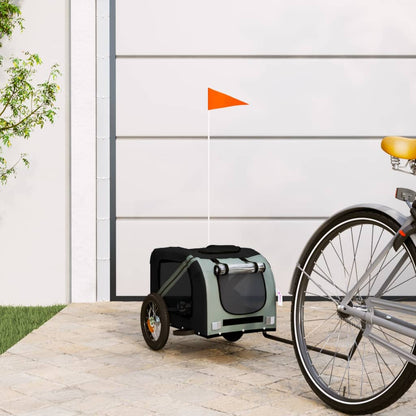 Remolque De Bicicleta Mascotas Hierro Tela Oxford Gris Negro_1