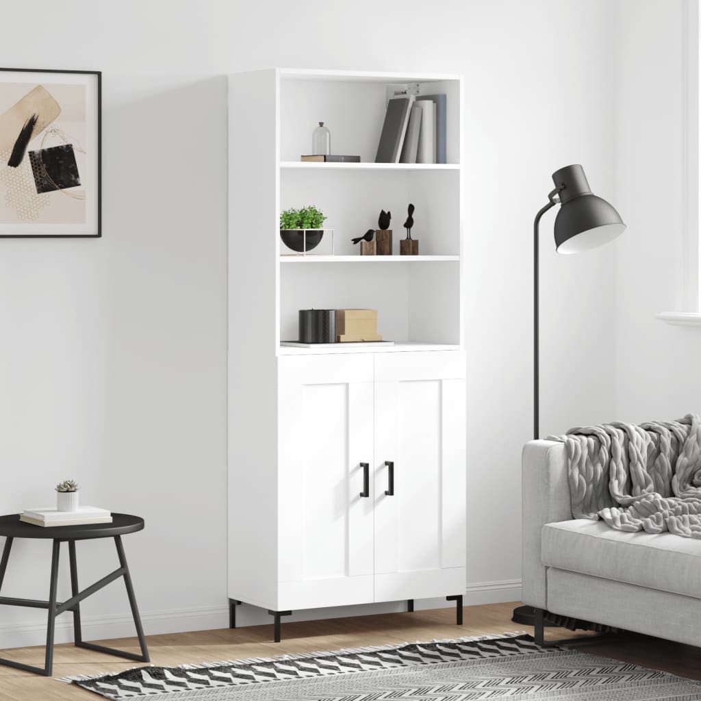 Aparador Alto Madera Contrachapada Blanco 69,5x34x180 Cm_0