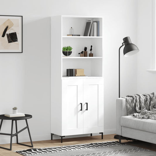 Aparador Alto Madera Contrachapada Blanco 69,5x34x180 Cm_0