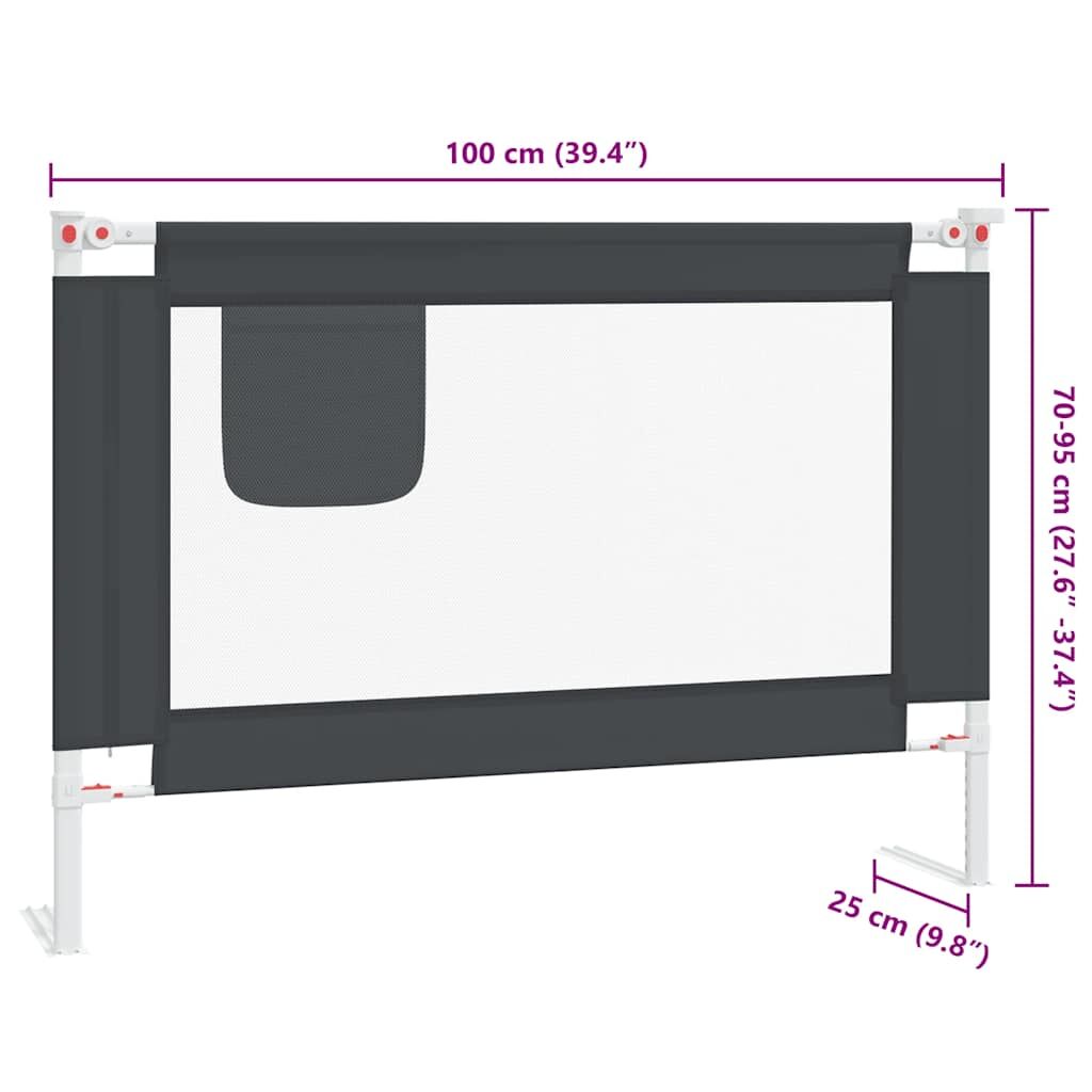 Vidaxl Barandilla De Seguridad Cama De Niño Gris Oscuro Tela 100x25 Cm_2