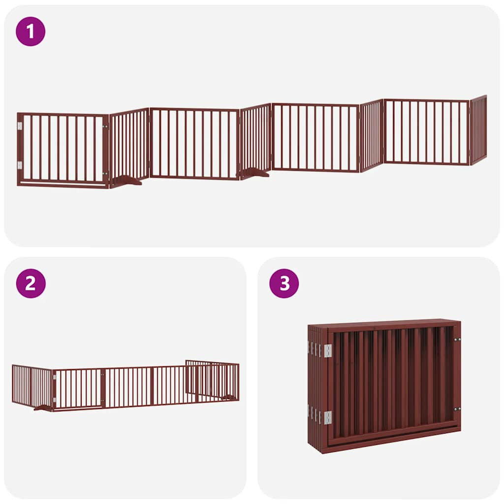 Vidaxl Puerta De Perros Plegable 8 Paneles Madera Álamo Marrón 640 Cm_3