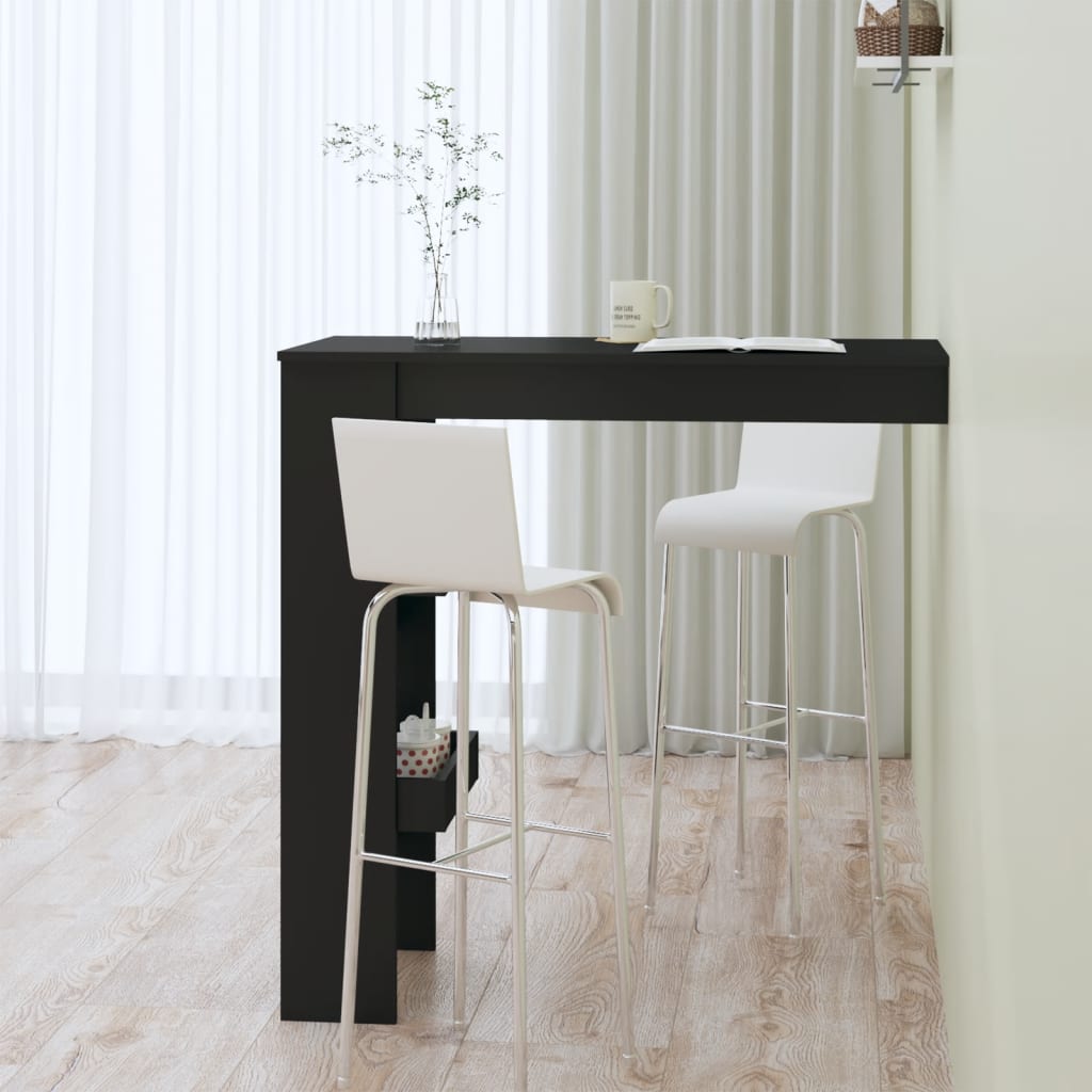 Mesa De Bar De Pared Madera Contrachapada Negro 102x45x103,5cm_4