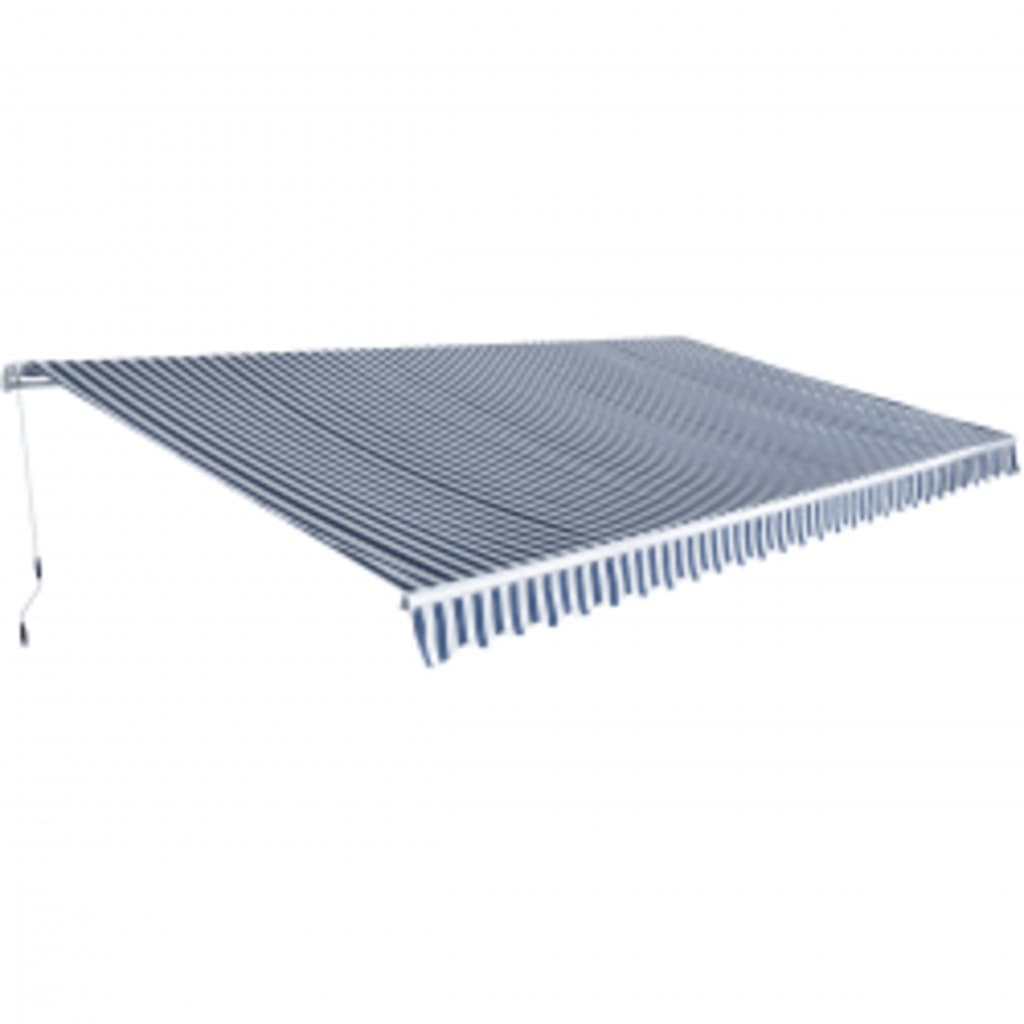 Toldo Plegable De Operación Manual 600 Cm Azul Y Blanco_1