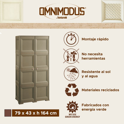 4 Módulos Con Puertas En Acabado Madera + 2 Soportes Opcionales Wengué_1