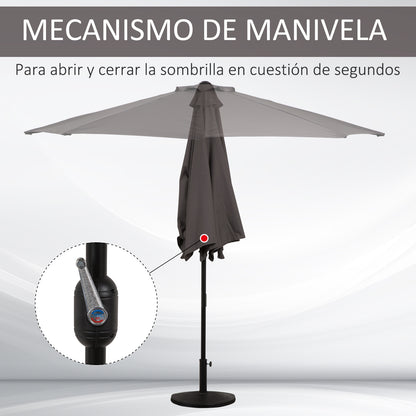 Outsunny Sombrilla Parasol Jardín Con Manivela Semicircular Exterior 269x138x236_3