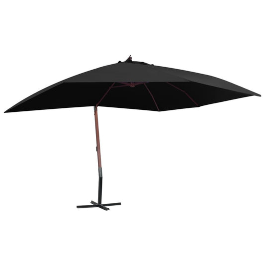 Vidaxl Sombrilla De Jardín Colgante Con Palo De Madera Negro 4x3 M_0