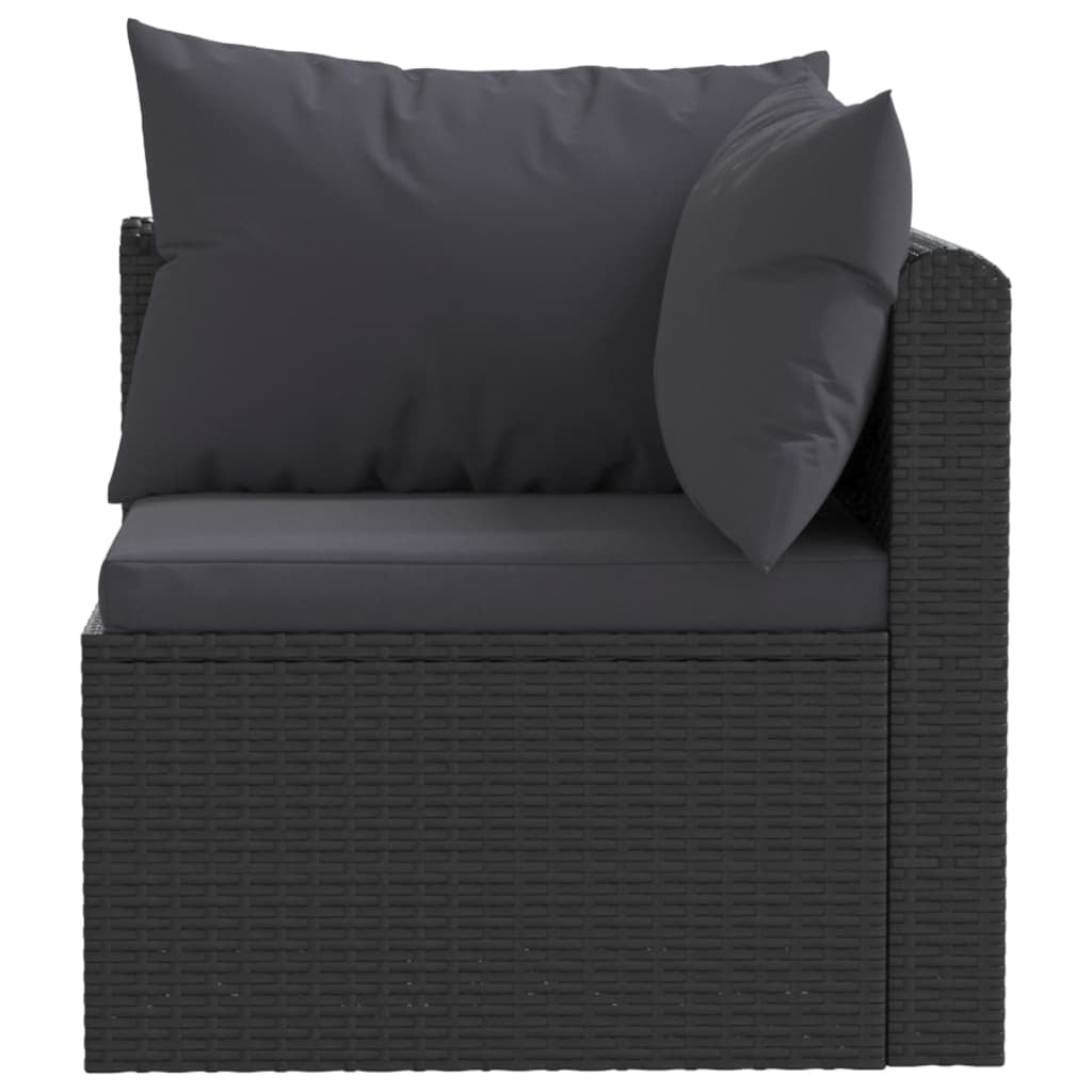 Vidaxl Set De Sofás De Jardín 2 Piezas Y Cojines Ratán Sintético Negro_3