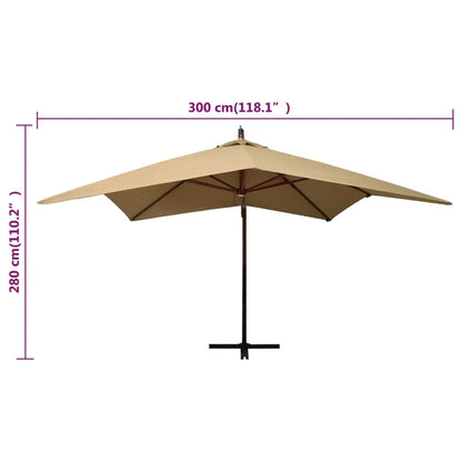 Vidaxl Sombrilla Colgante Con Palo De Madera Taupe 300 Cm_2