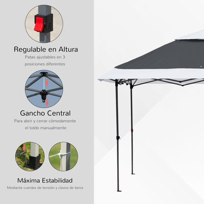 Outsunny Carpa Plegable 3,6x3,6 M Altura Ajustable Con Doble Techo Y Bolsa_5