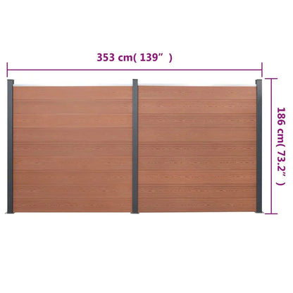Juego De Paneles De Valla Wpc Marrón 353x186 Cm / Vetonek_0