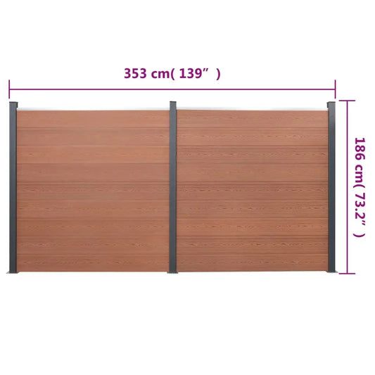 Juego De Paneles De Valla Wpc Marrón 353x186 Cm / Vetonek_0