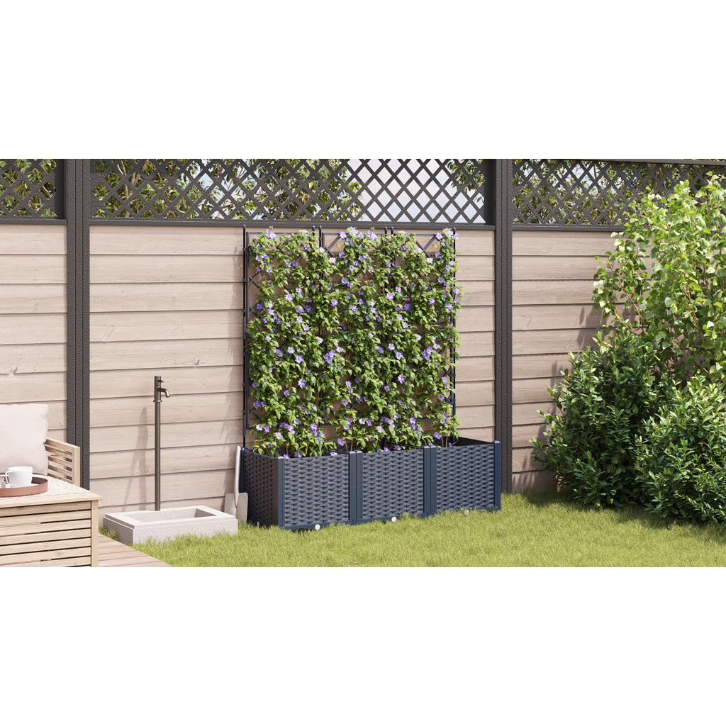 Vidaxl Maceta De Jardín Con Enrejado 3 Pcs Gris 120 X 40 X 143 Cm Pp_3
