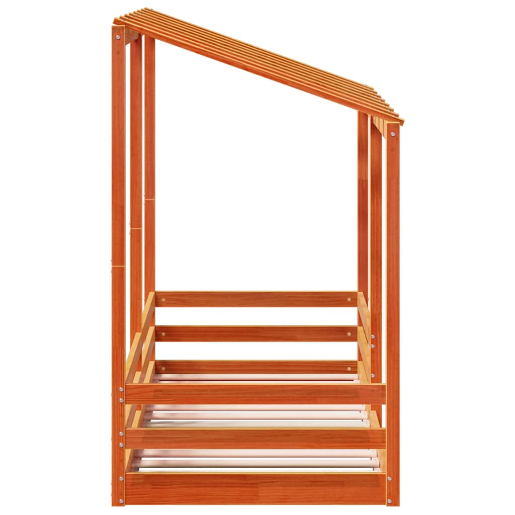 Techo De Cama Infantil Madera Maciza Marrón 75x190 Cm_4