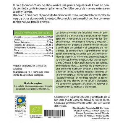 Fo-Ti en polvo ECO 125 g, Salud Viva