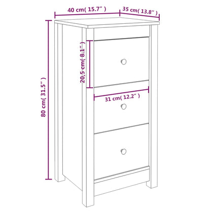 Aparador De Madera Maciza De Pino Gris 40x35x80 Cm / Vetonek_3
