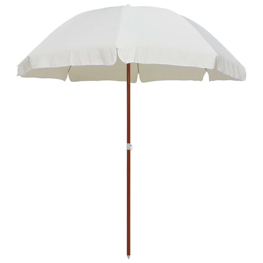 Vidaxl Sombrilla Con Palo De Acero Blanco Arena 240 Cm_0