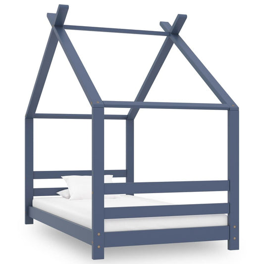 Vidaxl Estructura De Cama Infantil Madera Maciza Pino Gris 80x160 Cm_0