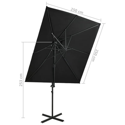 Vidaxl Sombrilla Jardín Voladiza Con Cubierta Doble Negro 250x250 Cm_2