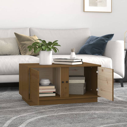 Mesa De Centro Madera Maciza De Pino Marrón Miel 80x50x40 Cm_1