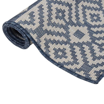 Alfombra De Exterior De Tejido Plano Rayas Azules 120x170 Cm_2