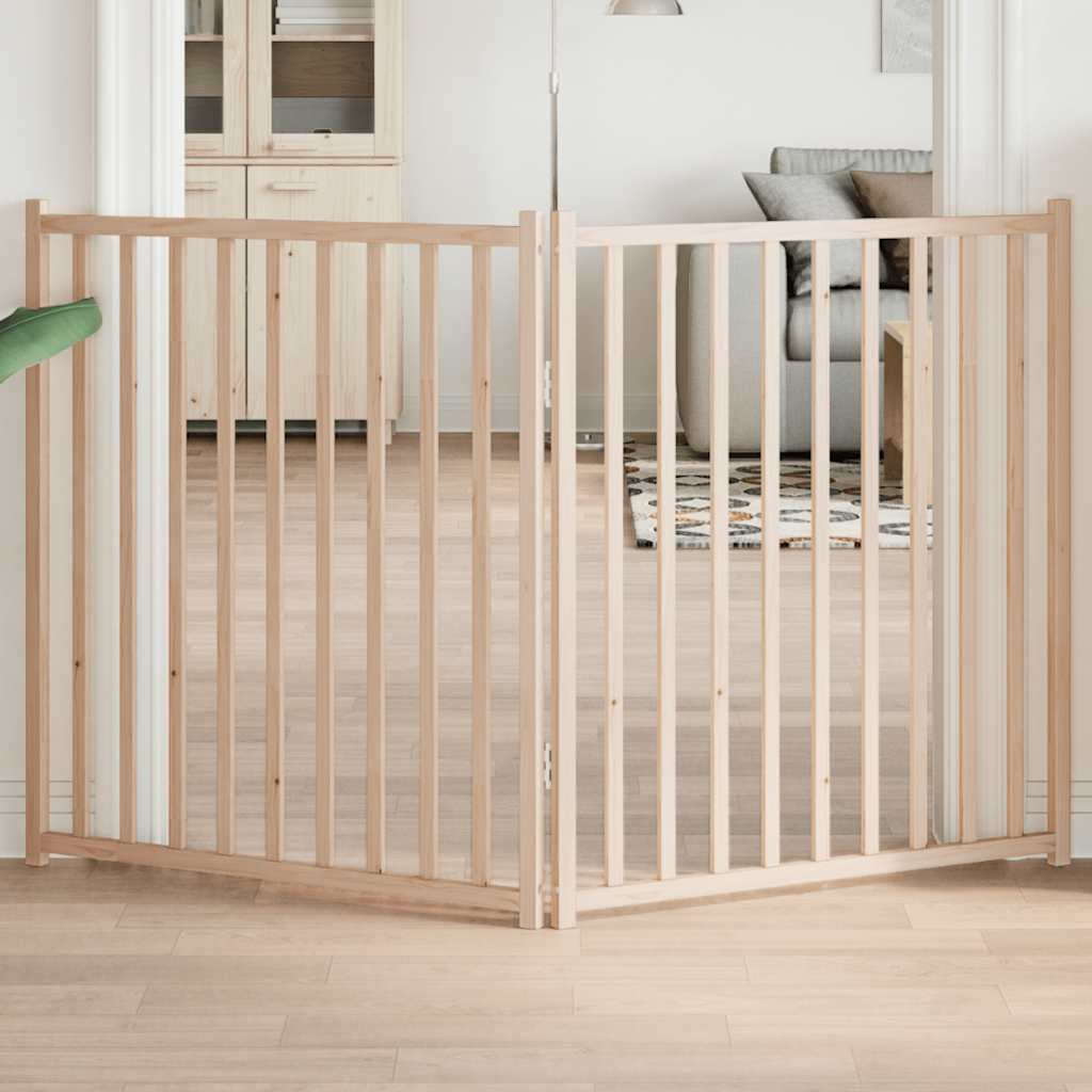 Vidaxl Puerta Para Perros Plegable 2 Paneles Madera De Abeto 160 Cm_1