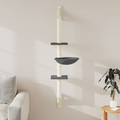 Vidaxl Árbol Rascador Para Gatos De Pared Gris Oscuro 142,5 Cm_1