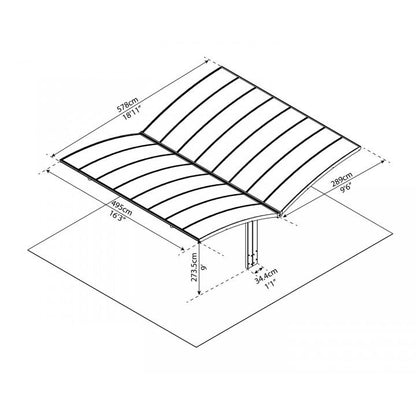 Cochera Carport Arizona Breeze doble aluminio 578x495 cm Canopia by Palram
