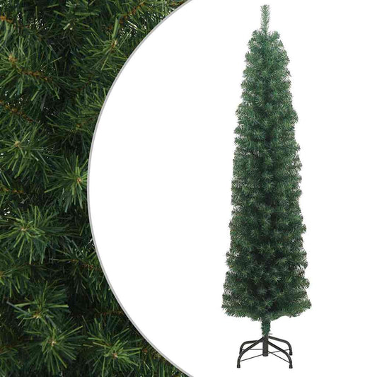 Vidaxl Árbol De Navidad Artificial Delgado Y Soporte Pvc Verde 180 Cm_0