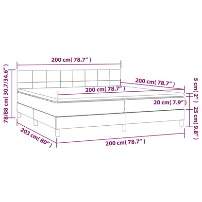 Cama Box Spring Con Colchón Tela Y Led Gris Claro 200x200 Cm / Vetonek_4