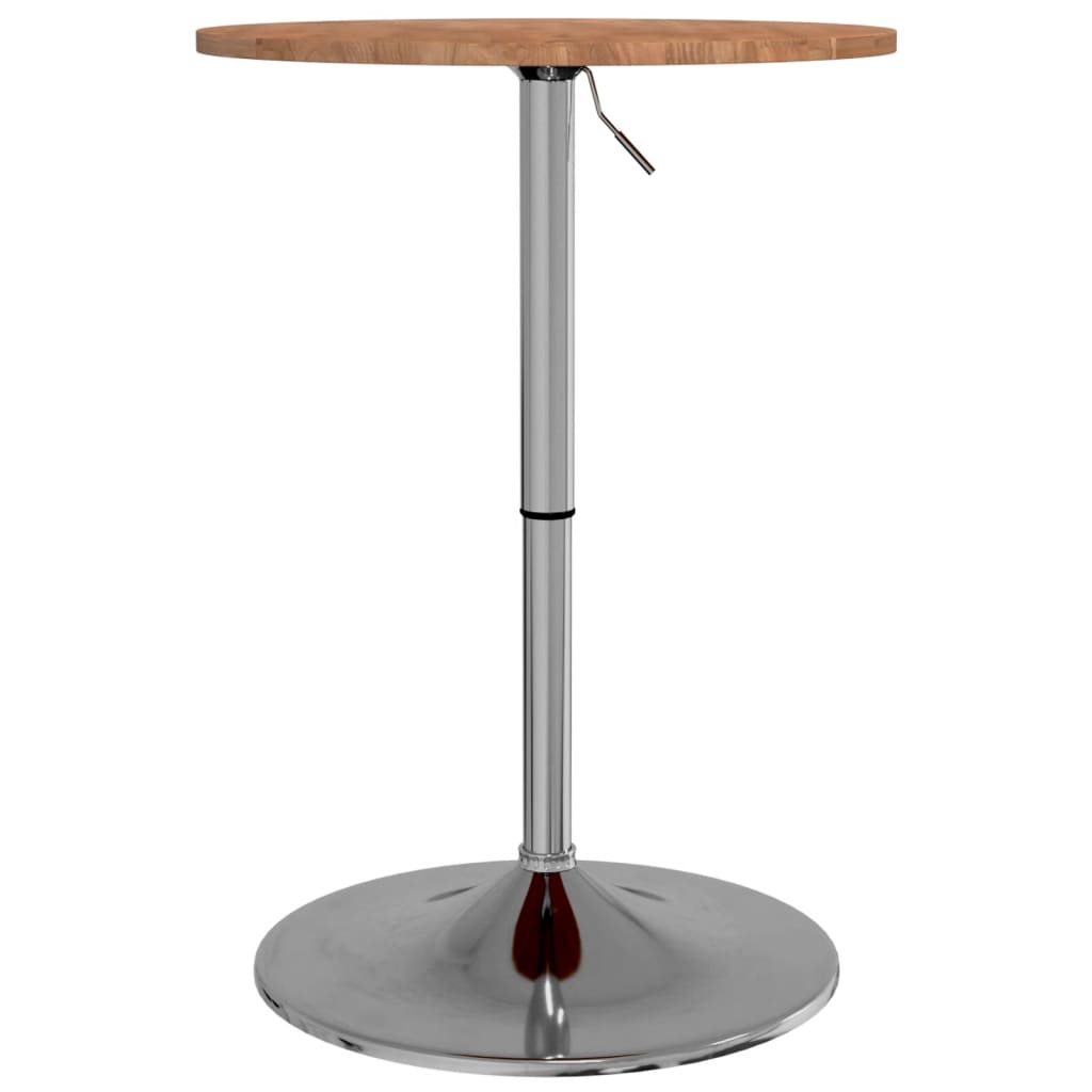 Mesa Alta De Madera Maciza Roble Marrón Claro Ø50x89,5 Cm_3