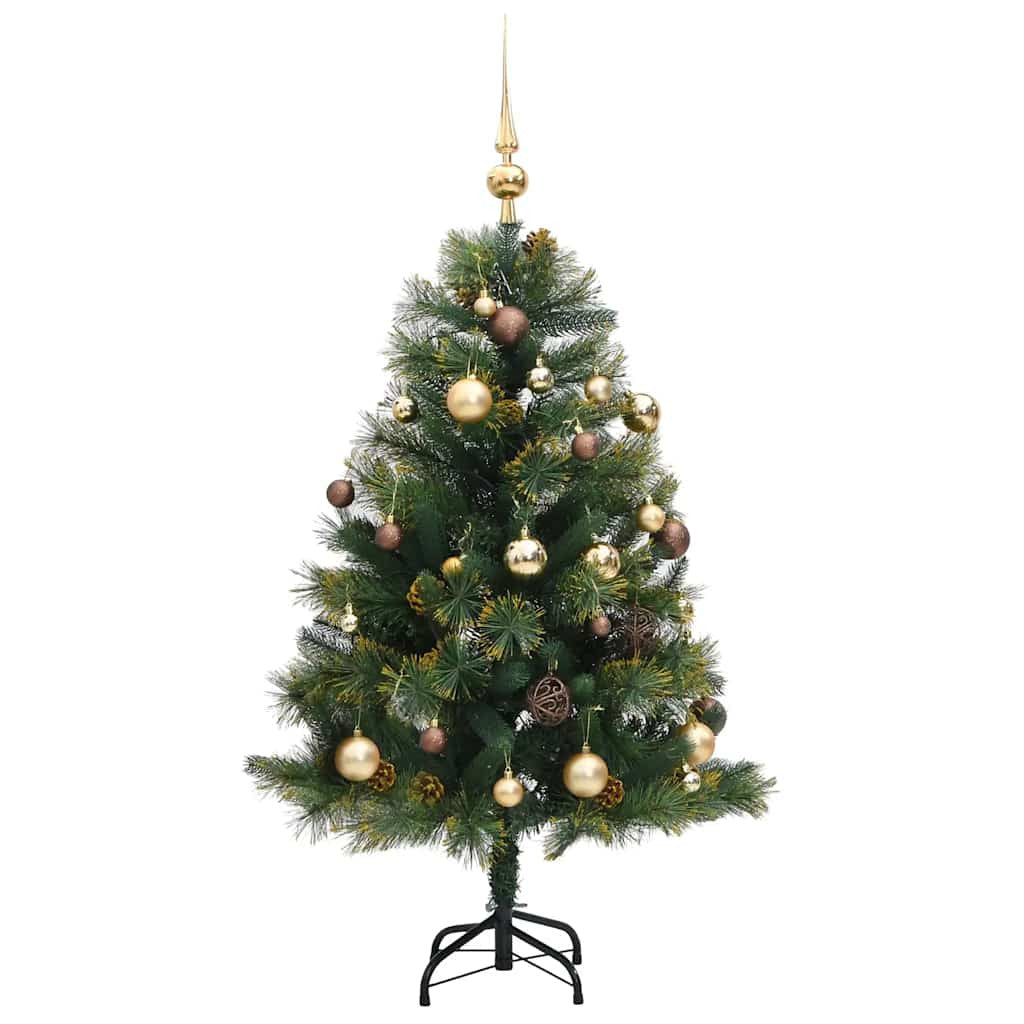 Vidaxl Árbol Navidad Artificial Con Bisagras 150 Led Y Bolas 120 Cm_3
