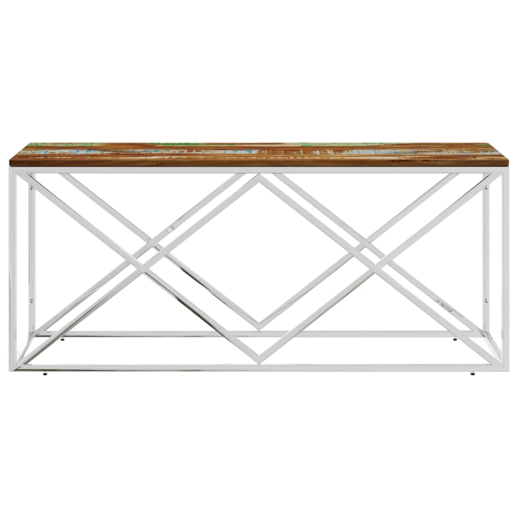 Mesa De Centro Acero Inoxidable Y Madera Maciza Reciclada_1