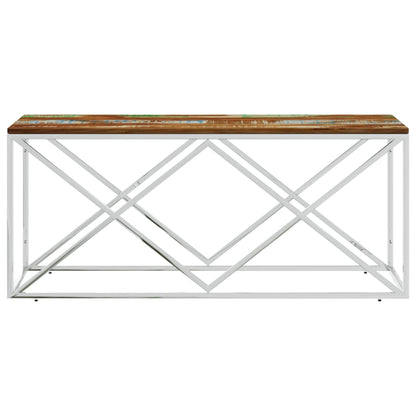 Mesa De Centro Acero Inoxidable Y Madera Maciza Reciclada_1