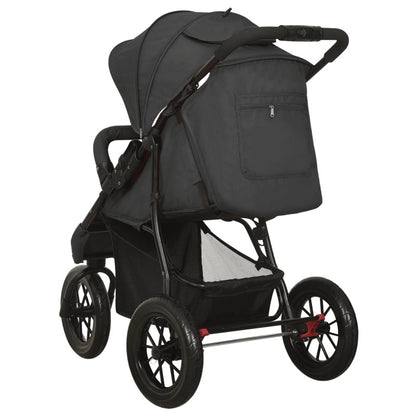 Vidaxl Cochecito De Bebé De Acero Gris Antracita_5