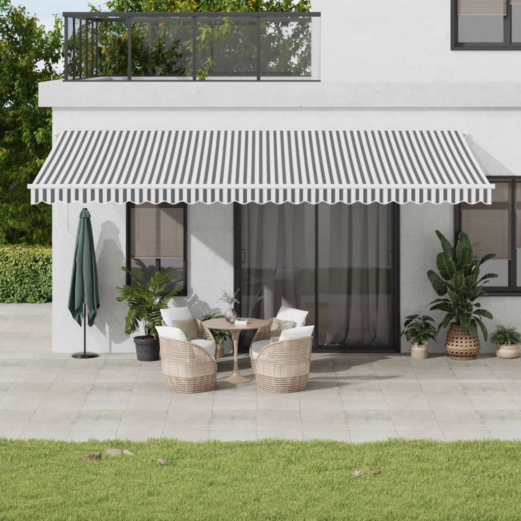 Toldo Retráctil Manual Luz Led Antracita Y Blanco 600x350 Cm_1