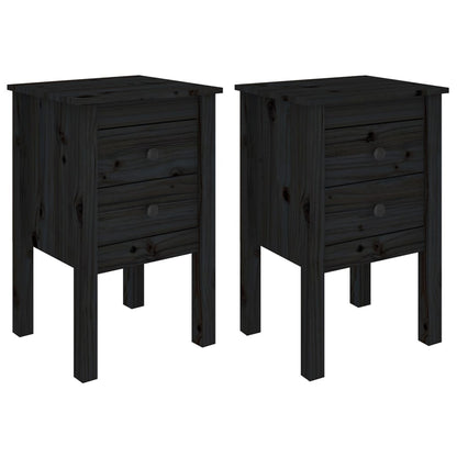 Mesitas De Noche 2 Uds Madera Maciza De Pino Negro 40x35x61,5cm_0