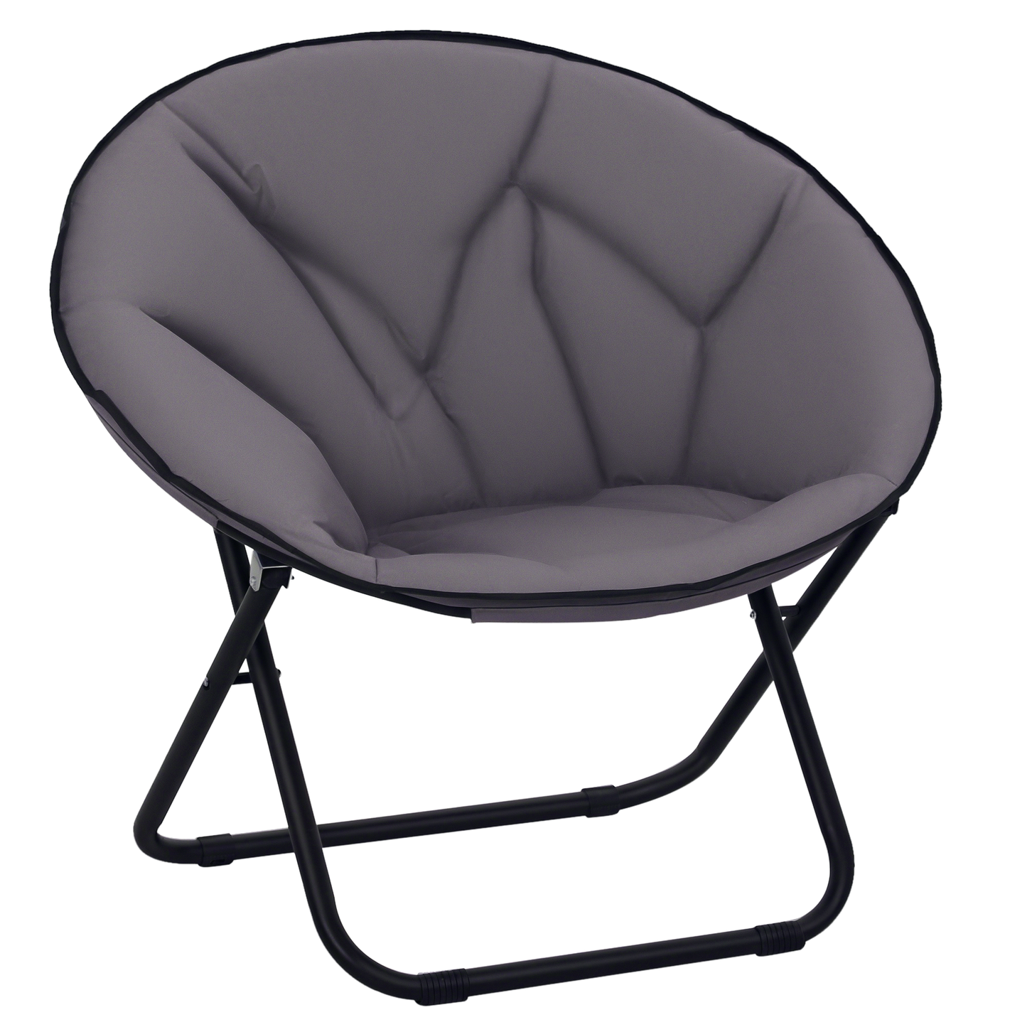 Outsunny Silla De Luna Plegable Con Asiento De Tela Oxford Y Patas De Metal 80x80x75 Cm Gris_0
