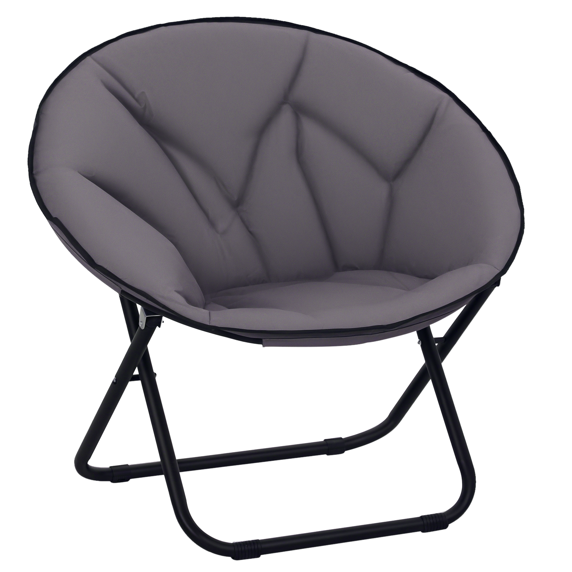 Outsunny Silla De Luna Plegable Con Asiento De Tela Oxford Y Patas De Metal 80x80x75 Cm Gris_0