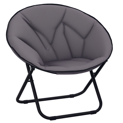 Outsunny Silla De Luna Plegable Con Asiento De Tela Oxford Y Patas De Metal 80x80x75 Cm Gris_0