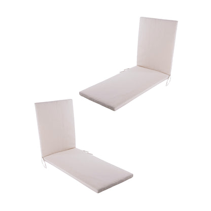 Pack 2 Cojines Para Tumbona De Exterior Estándar Lux Color Crema, Tamaño 196x60x5 Cm, Repelente Al Agua, Desenfundable_0