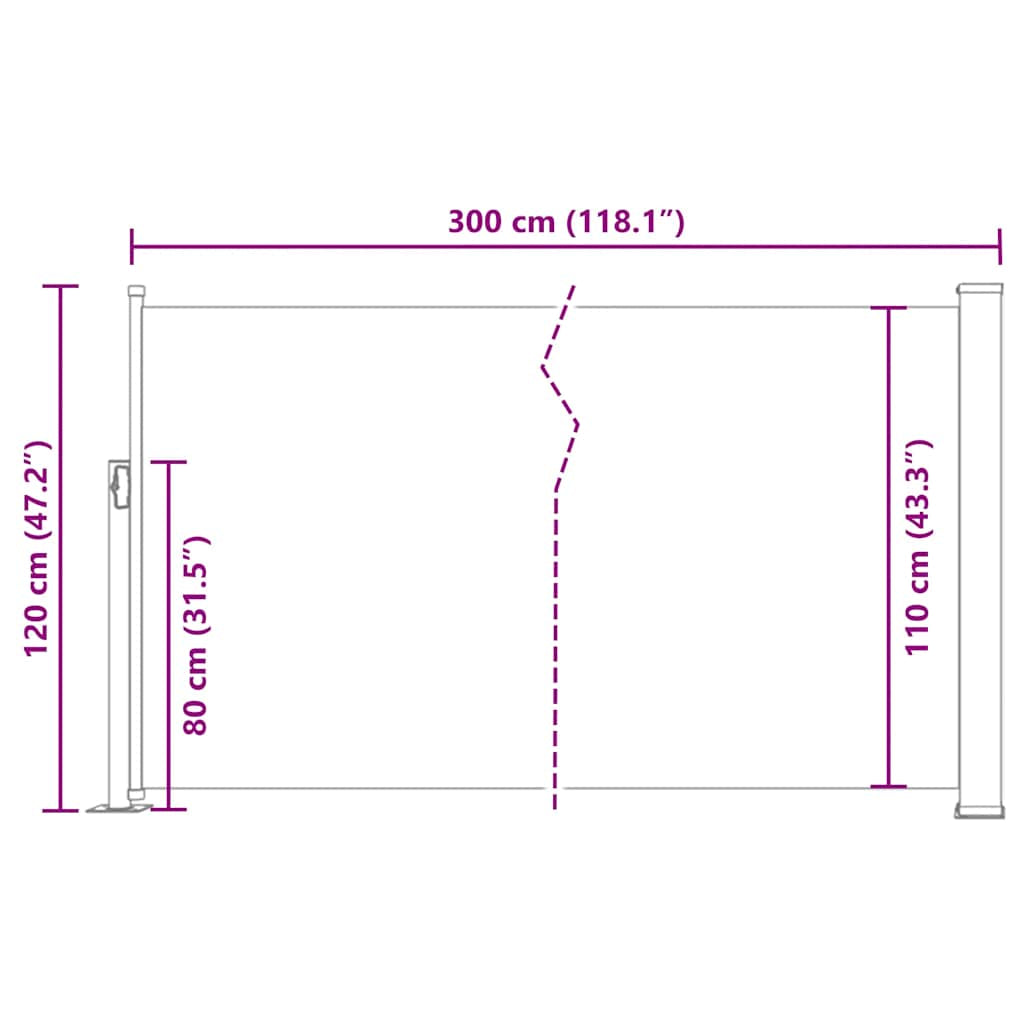 Vidaxl Toldo Lateral Retráctil 120x300 Cm Negro_2