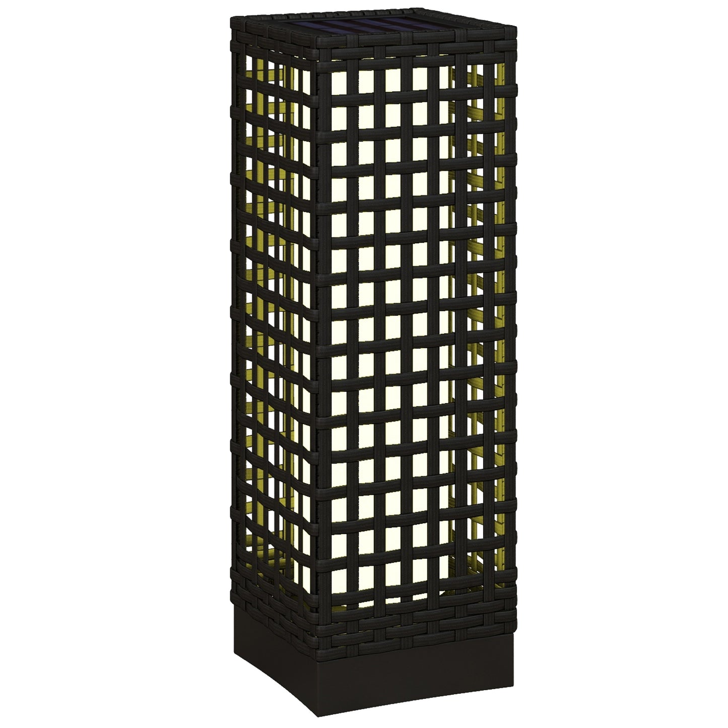 Outsunny Linterna De Jardín De Ratán Sintético Con Luces 15,5x15,5x46 Cm Negro_0