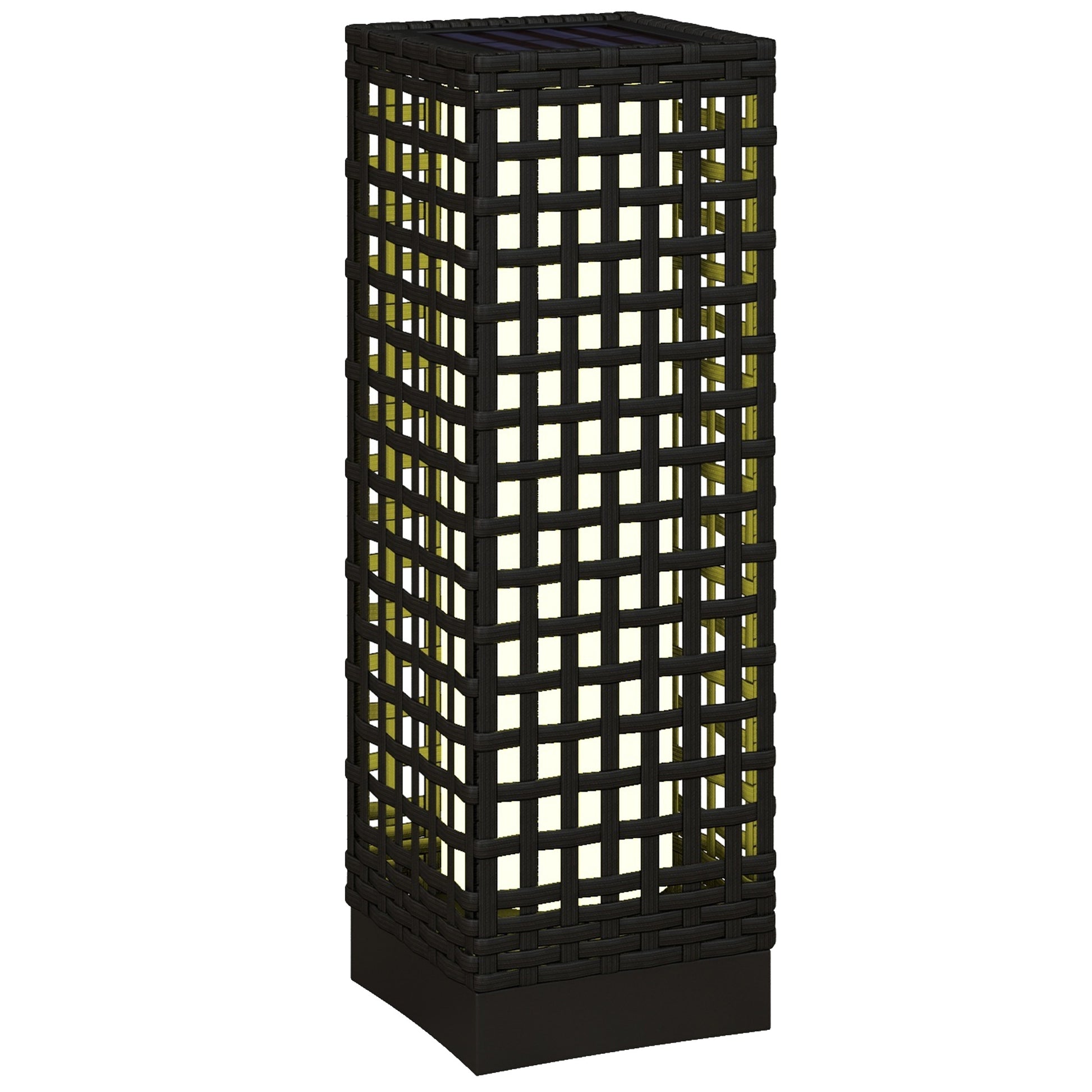 Outsunny Linterna De Jardín De Ratán Sintético Con Luces 15,5x15,5x46 Cm Negro_0