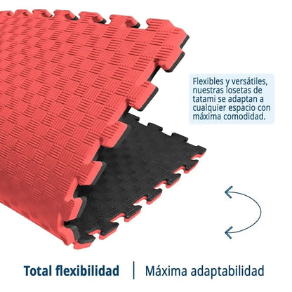 Tatami Puzzle Eva Para Suelo Infantil 1x1m X25mm Rojo - Negro Pack Ahorro 24 Unidades_2