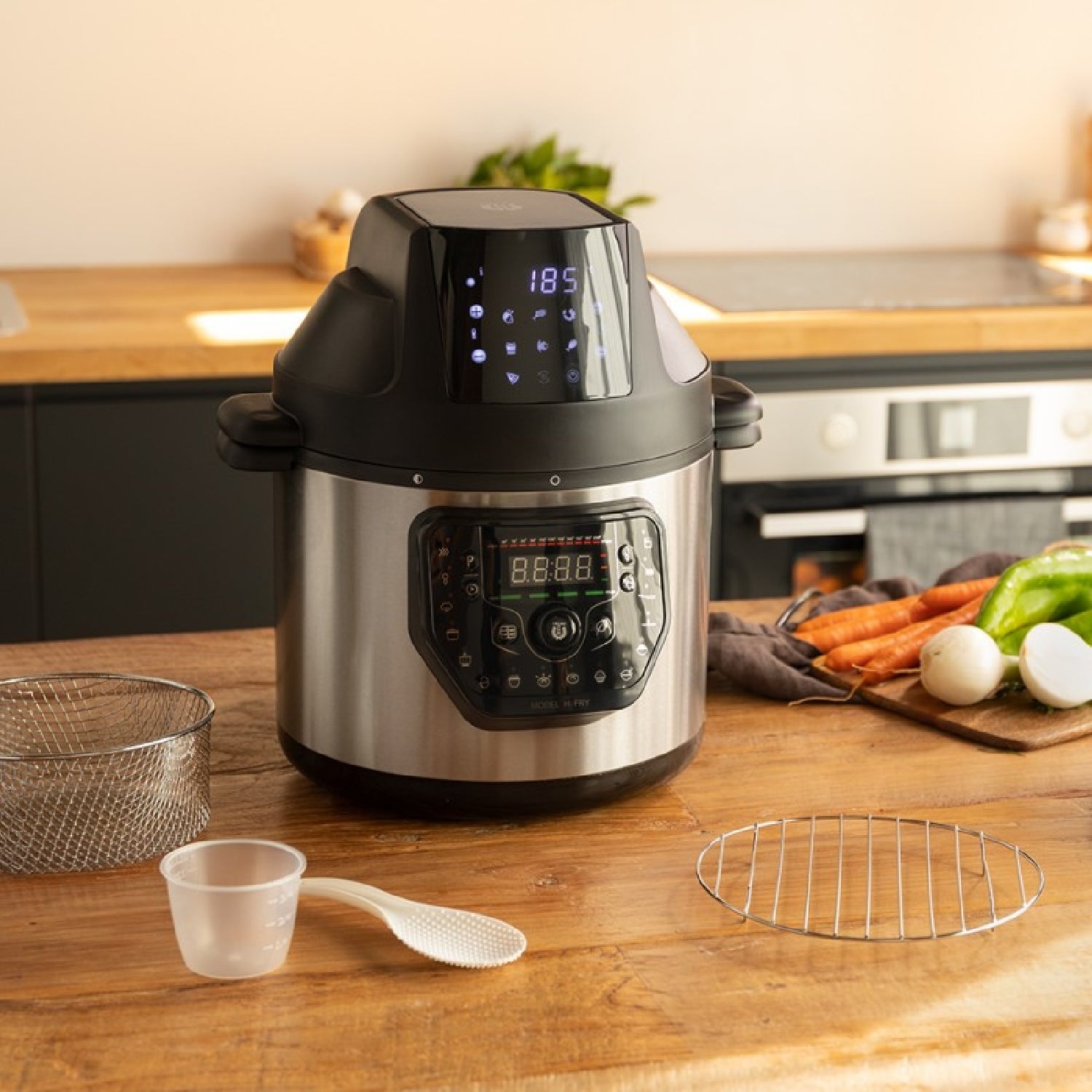 Olla Programable Con Cabezal Freidora De Aire Gm H Fry. Robot De Cocina Multifunción, 6 Litros Capacidad, Tapa Advance, Programable 24h, Temperatura_1